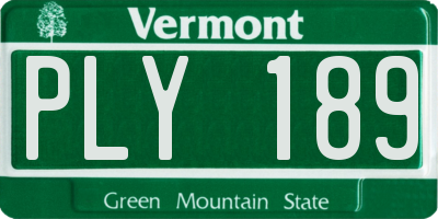 VT license plate PLY189