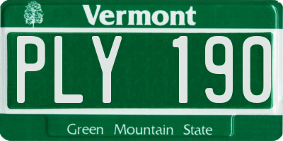 VT license plate PLY190