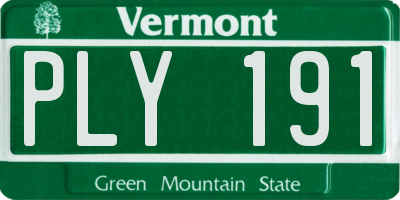 VT license plate PLY191