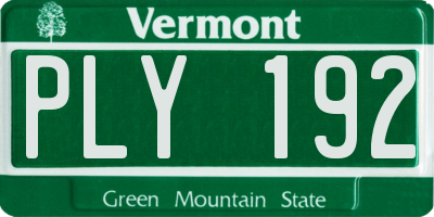 VT license plate PLY192