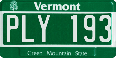 VT license plate PLY193