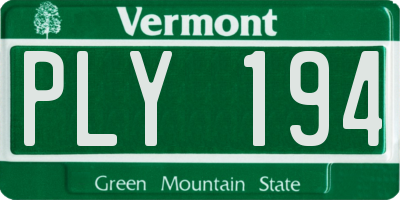 VT license plate PLY194