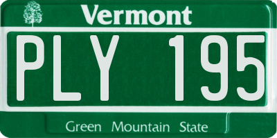 VT license plate PLY195