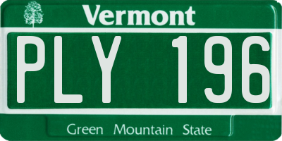 VT license plate PLY196