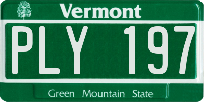 VT license plate PLY197