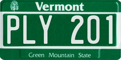 VT license plate PLY201
