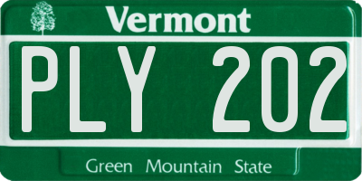VT license plate PLY202