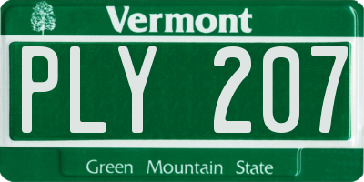 VT license plate PLY207