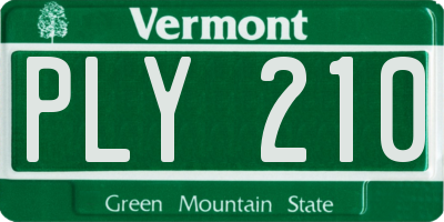 VT license plate PLY210