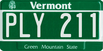 VT license plate PLY211