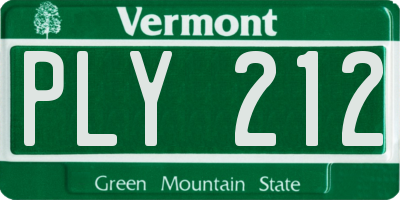 VT license plate PLY212