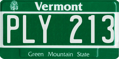 VT license plate PLY213