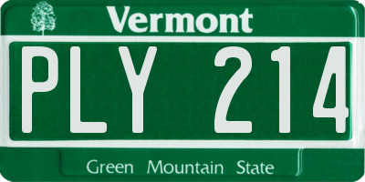 VT license plate PLY214