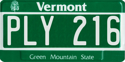 VT license plate PLY216