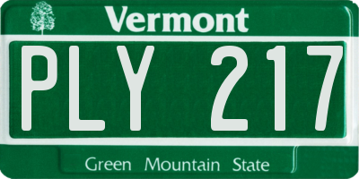 VT license plate PLY217