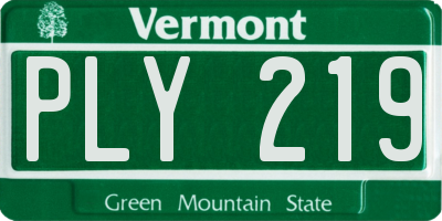 VT license plate PLY219