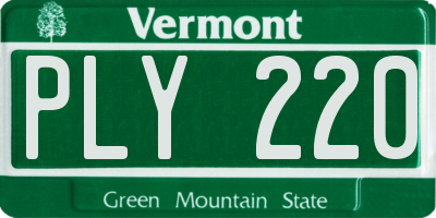 VT license plate PLY220