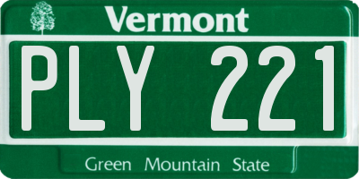 VT license plate PLY221