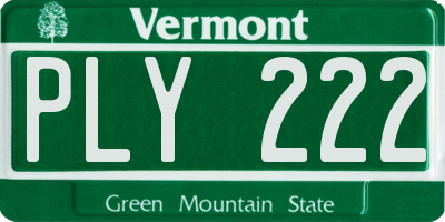 VT license plate PLY222