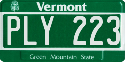 VT license plate PLY223