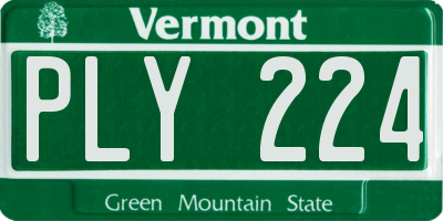 VT license plate PLY224