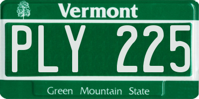 VT license plate PLY225