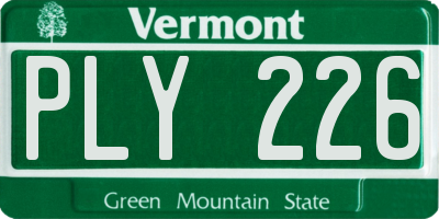 VT license plate PLY226