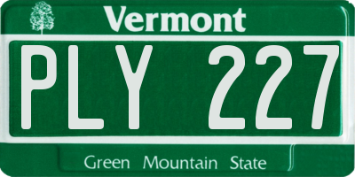 VT license plate PLY227