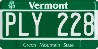 VT license plate PLY228