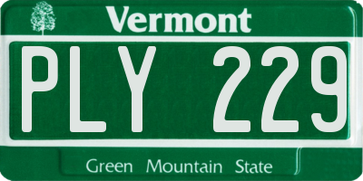 VT license plate PLY229