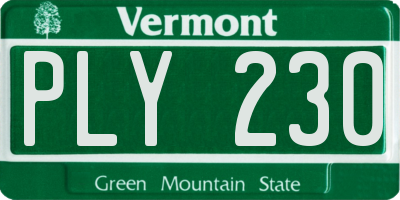 VT license plate PLY230