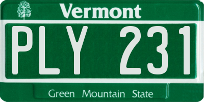 VT license plate PLY231