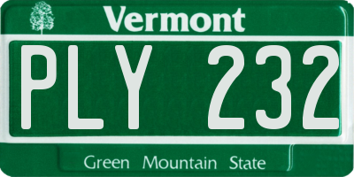 VT license plate PLY232