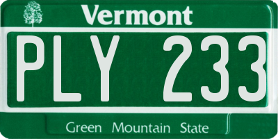 VT license plate PLY233
