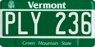 VT license plate PLY236
