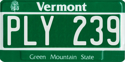 VT license plate PLY239