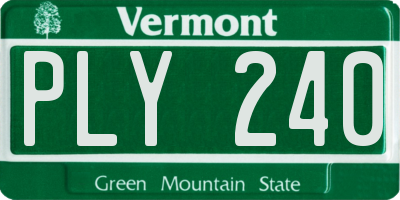 VT license plate PLY240