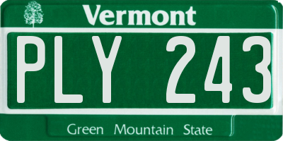 VT license plate PLY243