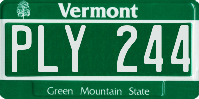 VT license plate PLY244