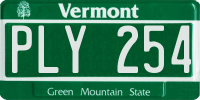 VT license plate PLY254