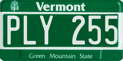 VT license plate PLY255