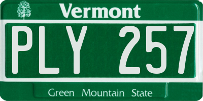 VT license plate PLY257