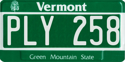 VT license plate PLY258