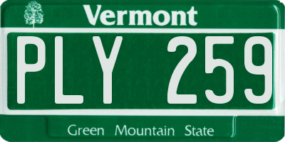 VT license plate PLY259