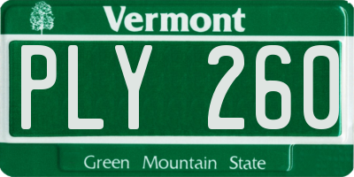 VT license plate PLY260
