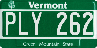 VT license plate PLY262