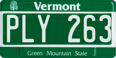 VT license plate PLY263