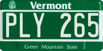 VT license plate PLY265