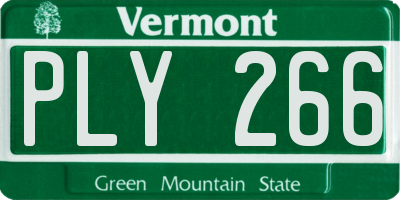 VT license plate PLY266