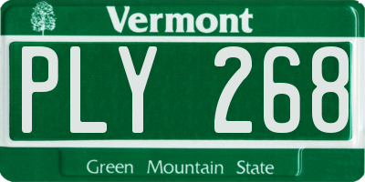 VT license plate PLY268